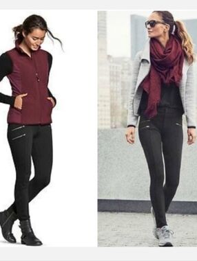 Athleta Ponte Twill Moto Leggings Zippers Pocket Size 0